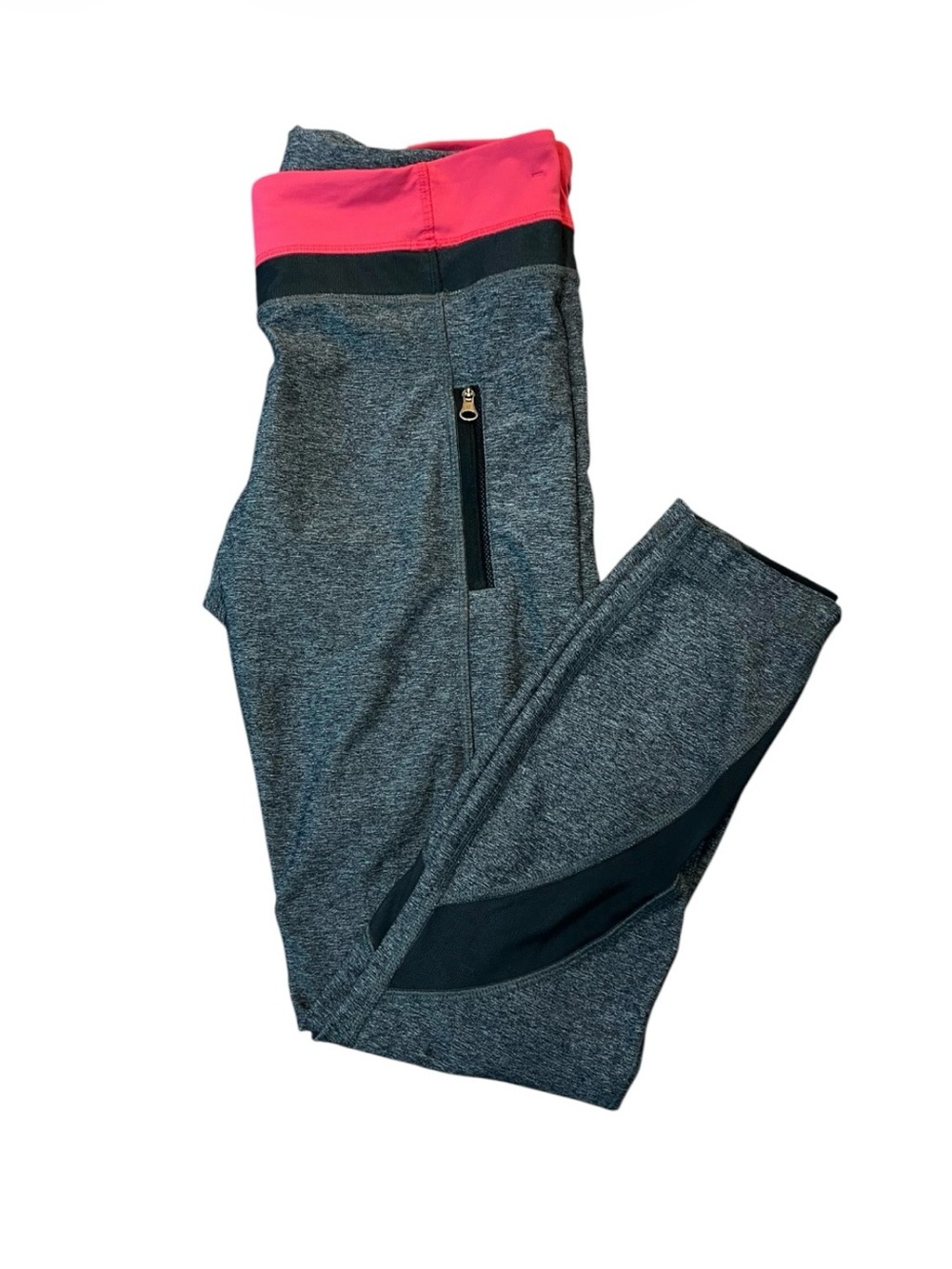 Lululemon Women's Leggings Size 8 Grey Pink Athletic Pockets Zipper Mesh